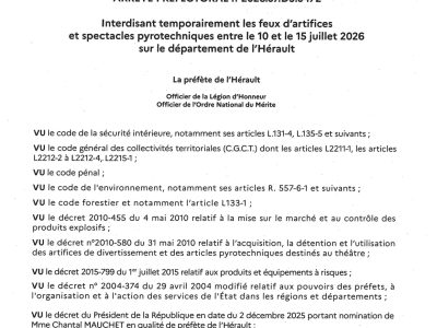 AP interdisant les feux d'artifices du 10 au 15 juillet inclus dans l'H�rault_page-0001